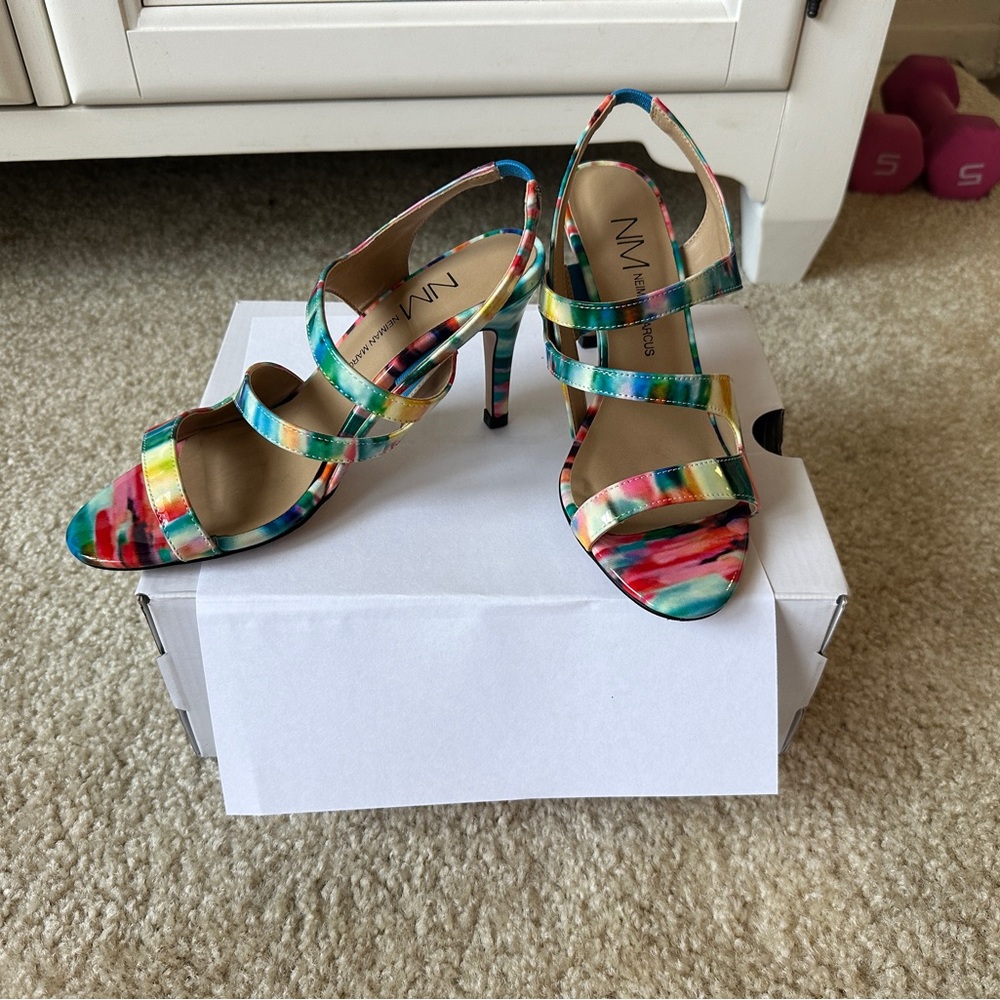 Neiman Marcus Red and Blue Sandals Strappy Summer Style